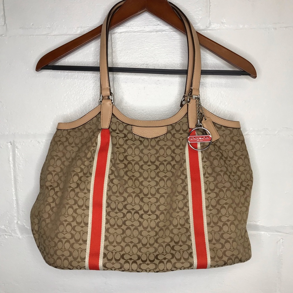 Coach Signature C Orange Stripe Devin Shoulder Bag F26131
